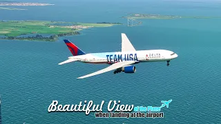 beautiful view of the plane when landing at the airport eps 0277