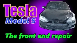Tesla Model S. The front end repair. Ремонт переда.