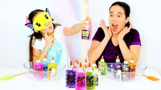 3 (+1) COLORS OF GLUE SLIME CHALLENGE!!! ★ Celebrating 4 Million Subs with Mom and Glitter Glues!