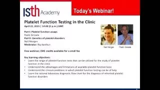 ISTH Academy Presentation:  Platelet Function Testing in the Clinic