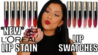 *NEW* L'OREAL SHINY LIP STAIN HIGH IMPACT GLOSSY + NATURAL LIGHT LIP SWATCHES | MagdalineJanet