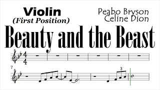 Beauty and the Beast Duet Violin First Position Sheet Music Backing Track Play Along Partitura