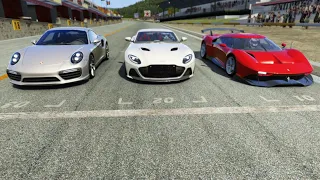 Aston Martin DBS Superleggera vs Porsche 911 Turbo S vs Ferrari P80/C at Old Spa