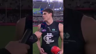 Charlie Curnow accidentally swears on post game interview