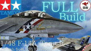 タミヤ 1/48 f14a tomcat - full Build, launch from aircraft carrier, scale model aircraft