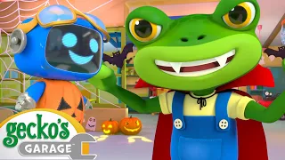 Gecko's Garage Is Haunted | Gecko Garage Halloween Cartoons | Moonbug Halloween for Kids