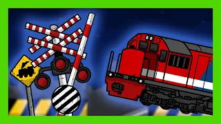 Palang Pintu Perlintasan Kereta Api Albino Lucu - Railroad Crossings Train Animation