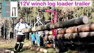 12V winch log loader trailer