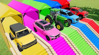 TRANSPORTING BMW, RANGE ROVER, VOLKSWAGEN, CHEVROLET, SUBARU POLICE CARS! - Farming Simulator 22