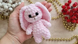 🤗ЗАЙЧИК🐰МАЛЫШ С ДЛИННЫМИ УШАМИ🐇С ПЛЮШЕВОЙ ПРЯЖИ КРЮЧКОМ✨️crochet bunny