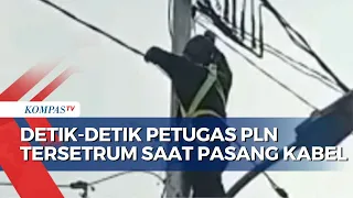 Detik-detik Petugas PLN Tersetrum saat Pasang Sambungan Kabel