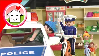 Playmobil Familie Hauser - Der Hofladen-Überfall - Polizei Kommissar Overbeck mit Anna und Lena