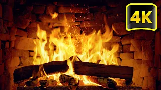 Relaxing Fireplace 4K with Crackling Fire Sounds (3 Hours) 🔥 Fireplace for Sleep, Relaxation, Study