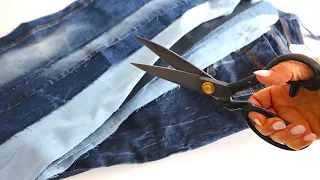Never throw away your old jeans. Cut them into strips and use them usefully around the house.