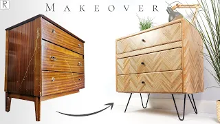 MID CENTURY DRESSER MAKEOVER / Plywood Furniture Transformation / Thrift Flip