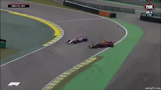 Max Verstappen and Esteban Ocon contact Brazilian GP 2018