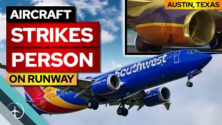 Aircraft hits PERSON on runway!