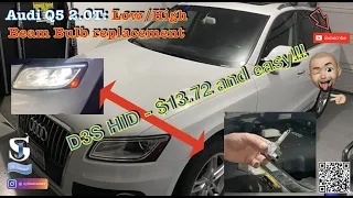 How to repair your Audi Q5 2.0T: HID D3S Low High Beam headlight bulb replacement