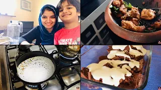 Weekend Vlog / No-yeast Vellappam/Sambar/Vendakka Pachadi/Chicken Fry/Instant Cake Pudding