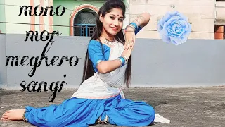 Mono mor meghero sangi || Dance cover || Rabindra niritya || Dance performance by Sneha 💙