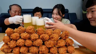 🍗🍻BBQ Fried Chicken Drumsticks & Beer - Mukbang eating show