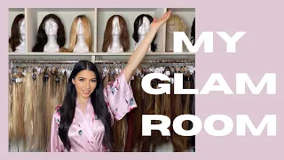 GLAM ROOM TOUR | HAIR & BEAUTY PRODUCTS, EXTENSIONS, VANITY, ORGANIZATION, & MORE | JUSTINE MARJAN