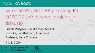 Seminář: Projekt NRP pro členy PS EOSC CZ