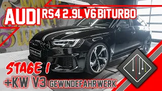 Audi RS4 2.9L V6 Biturbo (B9) | Chiptuning - Dyno - 100-200 km/h | KW V3 Gewindefahrwerk