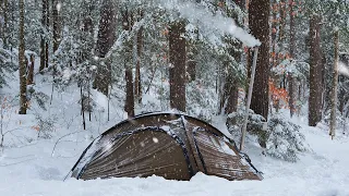 Hot Tent Winter Camping in a Snow Storm | Buried by Snow