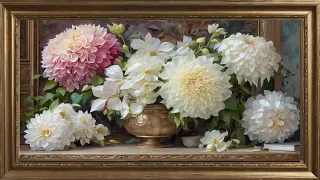 Very beautiful floral tv background painting. Framed art screensaver .