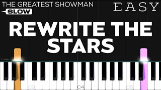 The Greatest Showman - Rewrite The Stars | SLOW EASY Piano Tutorial