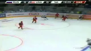 Andrei Makarov amazing save on Gaudreau vs USA   WJC 2013 Dec  28th 2012