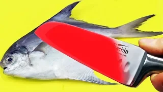 EXPERIMENT GLOWING 1000 DEGREE KNIFE VS POMFRET FISH