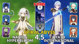 New 4.5 Spiral Abyss│Nahida Hyperbloom & Ayato International | Floor 12 - 9 Stars | Genshin Impact