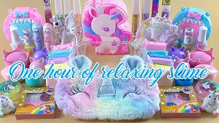 ASMR Slime 🦄🌈☂️ One hour of relaxing slime video #15. Compilation video 1080p.