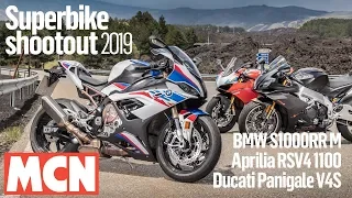 Superbike shootout 2019 - BMW S1000RR vs Aprilia RSV4 1100 vs Ducati Panigale V4S  | MCN