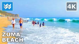 [4K] Zuma Beach in Malibu, California USA - Virtual Beach Walking Tour - Relaxing Ocean Waves 🎧