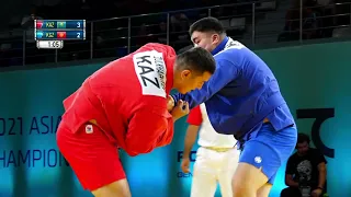 ZULKHARNAYEV (KAZ) vs ZHAPAROV (KGZ). M Juniors +98 kg. Asian SAMBO Championships 2021