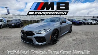 NEW ARRIVAL! 2022 BMW M8 Competition Individual Frozen Pure Grey Metallic on Black/Sakhir Orange