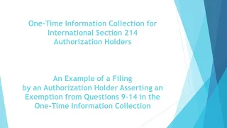 One-Time Information Collection: An Example of a Filing Claiming an Exemption