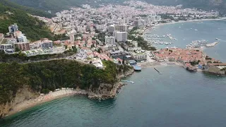 Budva and Mogren beach by drone 4K - Montenegro, August 2022