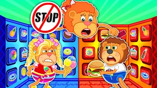 Don't Plays Hot vs Cold Food with 100 Mystery Buttons Kids Stories | Lion Family | Cartoon for Kids