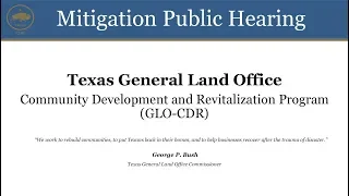 CDBG Mitigation Funding Public Hearing - Beaumont October 1, 2019