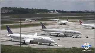 Imenso Movimento no aeroporto Internacional de São Paulo   Pousos e decolagens incríveis 19/01/24