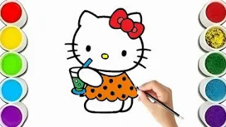 how to draw easy hello kitty step by step|hello kitty drinking juice @knowledgewitharts