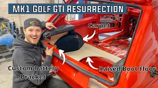 Custom Battery Bracket & Carpeting The Boot 1983 Mk1 Golf GTI Restoration 1.8 20v t Engine Swap