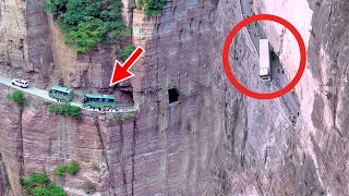 Death road on the cliff in China | Dangerous cliff road | Amazing Chinese infrastructure