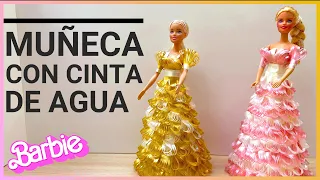 MUÑECA BARBIE DECORADA CON CINTA DE AGUA O CINTA DE REGALO | ROPA DE MUÑECAS CON CINTA #manualidades