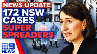 NSW records 172 COVID-19 infections, new cases linked to super-spreader event | 9 News Australia