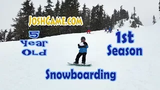 5 Year Old Snowboarder Learning To Snowboard (1st Season Snowboarding - 2015 / 2016)